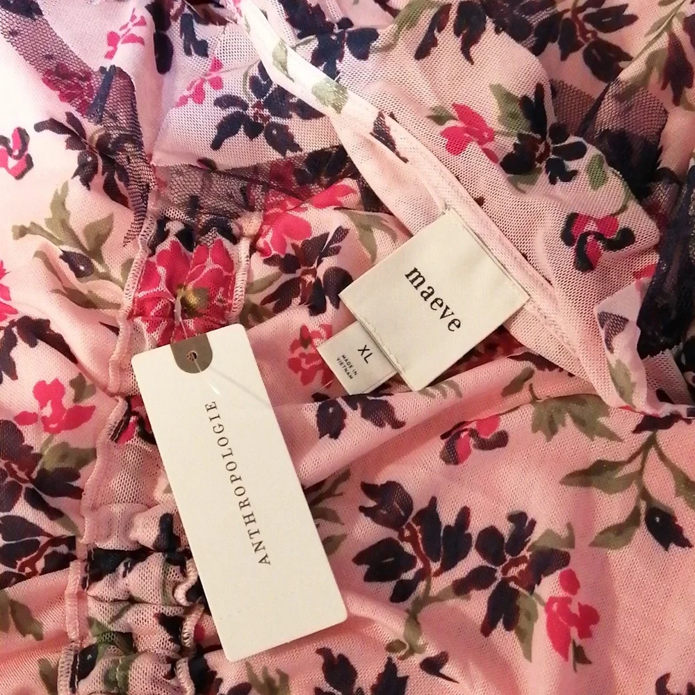NWT Anthropologie Maeve Sleeveless Floral Pink Blouse Top XL, 2025 Collection - Picture 5 of 8
